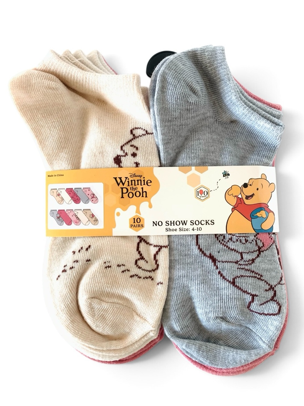 NEW Disney Winnie the Pooh Graphics No Show Socks 10 Pairs Women’s 4-10 NWT